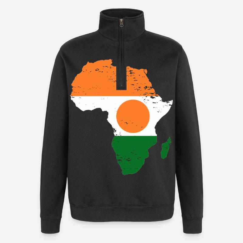 Niger_Flagge_Afrika_used - Sweat à zip 1/4 - noir