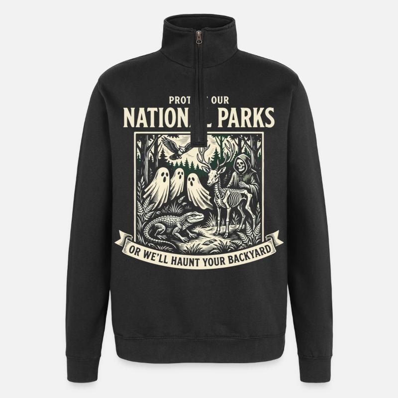 National Parks Ghost Sanctuary - Quarter-Zip Sweatshirt - black