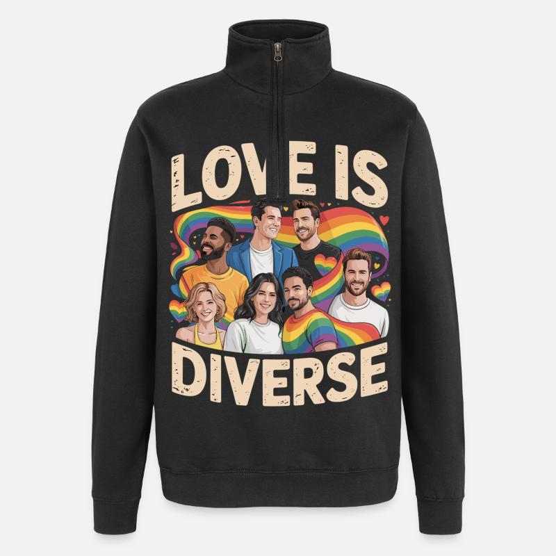 Love Is Diverse Pride Rainbow - Quarter-Zip Sweatshirt - black