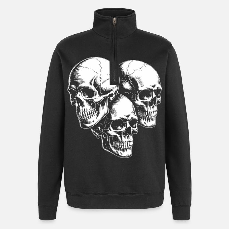 Silhouette du Triple Crâne - Sweat à zip 1/4 - noir