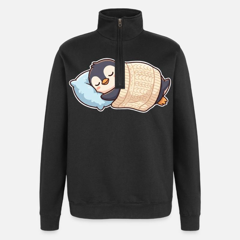 Penguin Sleeping - Quarter-Zip Sweatshirt - black