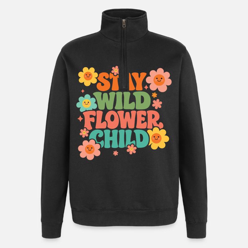 Reste l’enfant des fleurs sauvages - Sweat à zip 1/4 - noir