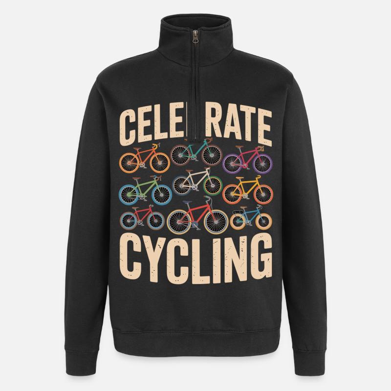 Célébrez le cyclisme rétro - Sweat à zip 1/4 - noir