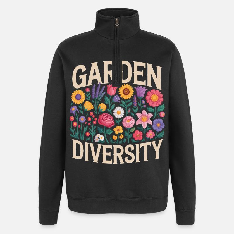 Garden Diversity Blumen Garten - Quarter-Zip-Sweatshirt - Schwarz