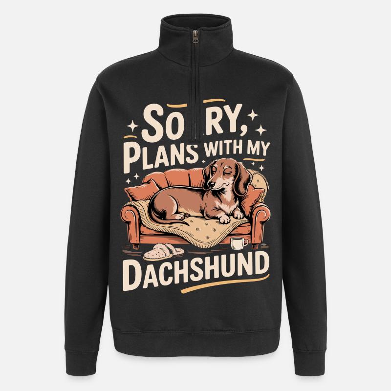 Teckels au lieu de plans - Sweat à zip 1/4 - noir