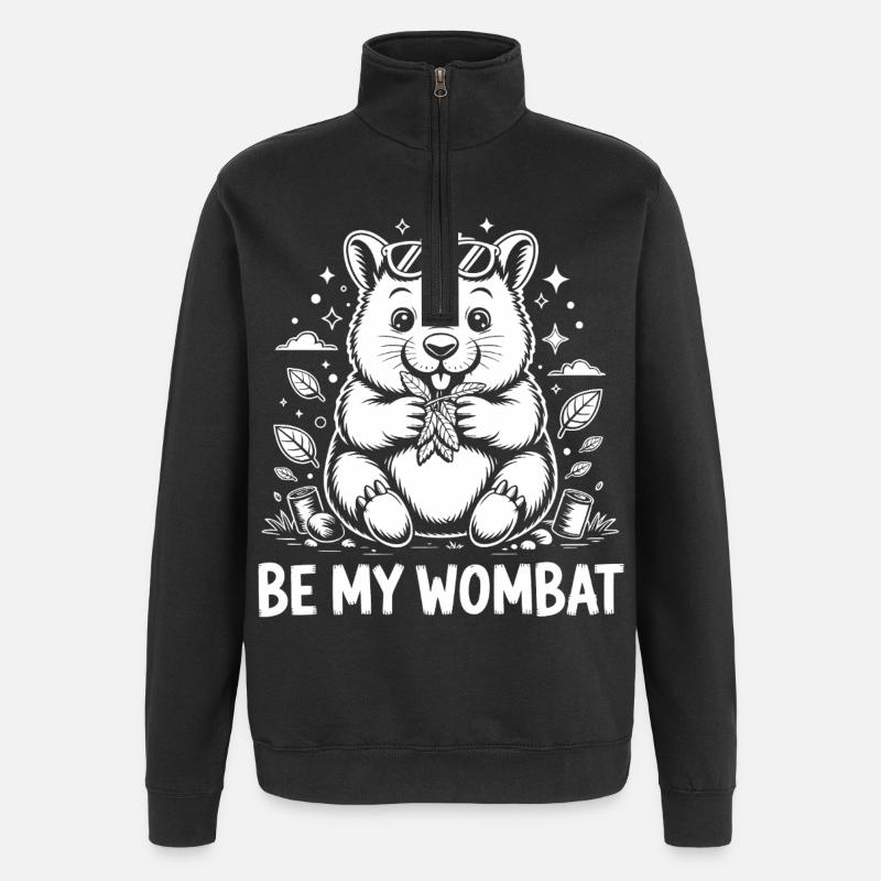Funny Wombat - Quarter-Zip Sweatshirt - black