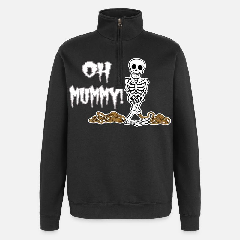 Oh Mummy! Funny Halloween Skeleton - Quarter-Zip Sweatshirt - black