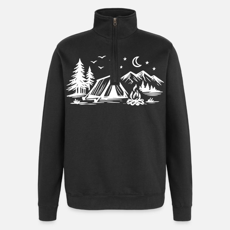 Tente de camping - Sweat à zip 1/4 - noir