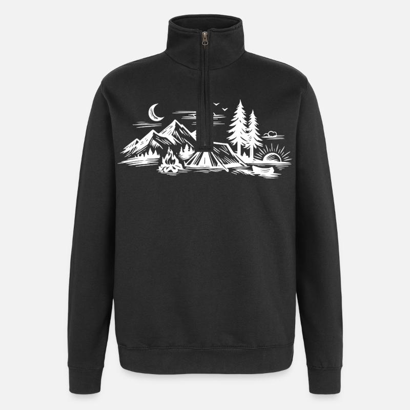 Tente de camping - Sweat à zip 1/4 - noir