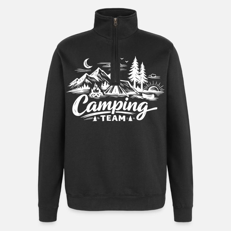 Camping Team Zelt - Quarter-Zip-Sweatshirt - Schwarz