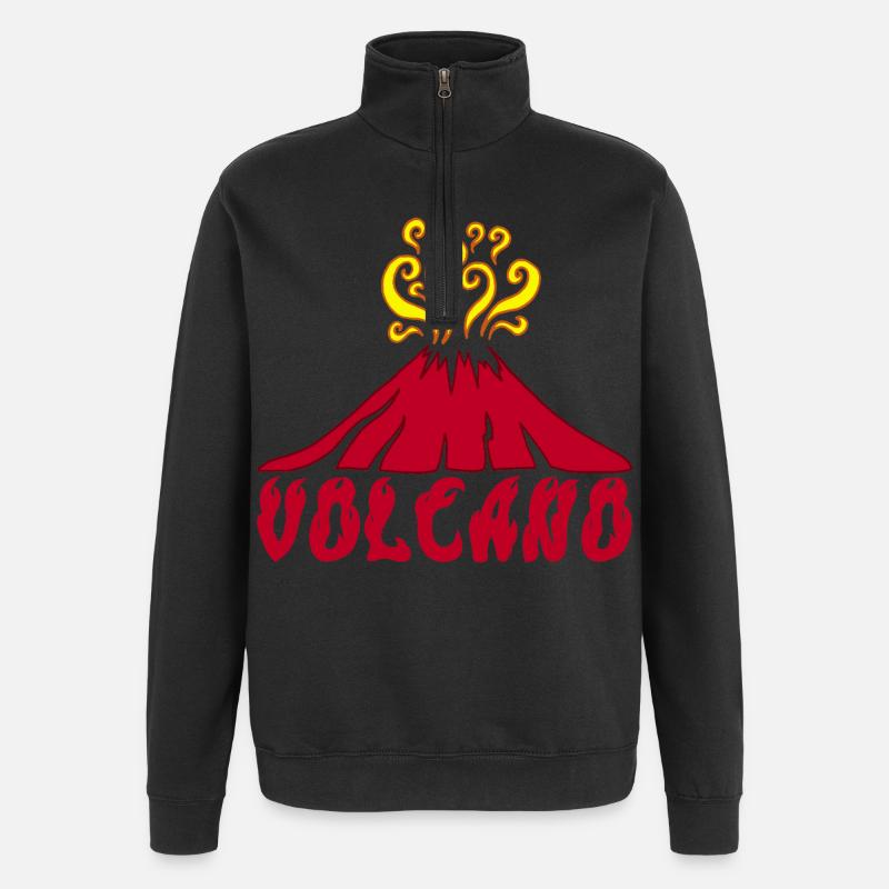 Ausbrechender Vulkan - Quarter-Zip-Sweatshirt - Schwarz