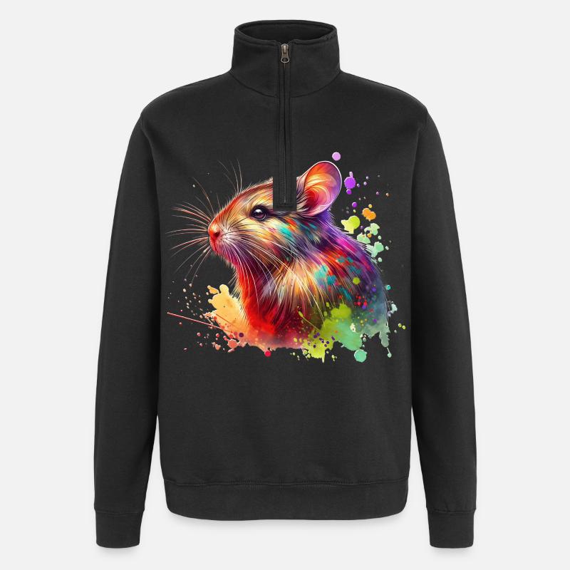 Degu Motif - Sweat à zip 1/4 - noir