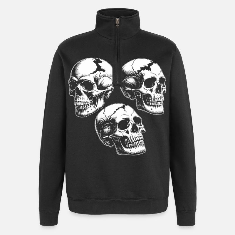 Drei Totenkopf Silhouetten - Quarter-Zip-Sweatshirt - Schwarz