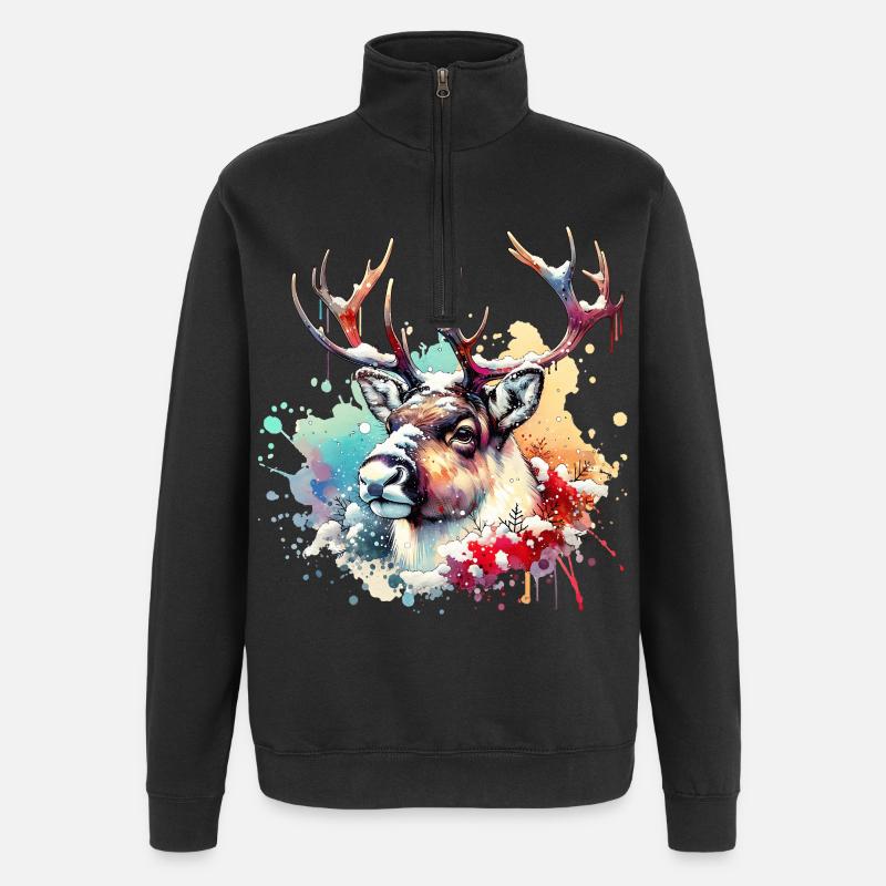 Cadeau du renne - Sweat à zip 1/4 - noir