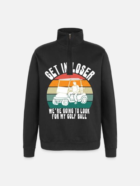 Retro Golf Cart Sunset - Quarter-Zip Sweatshirt - black