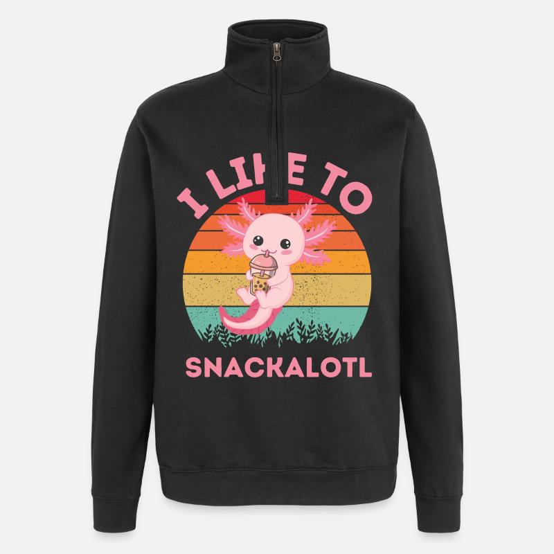 Snackalot Kawaii Bubble Tea - Sweat à zip 1/4 - noir