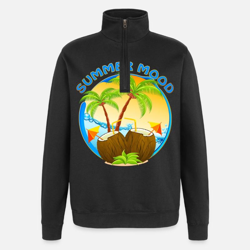 Tropical Cocktail Drink Summer Mood - Sweat à zip 1/4 - noir