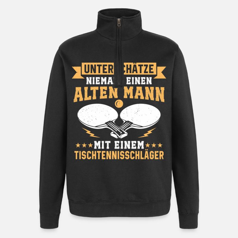  Alten Mann Mit Eine tischtennisschläger  - Quarter-Zip-Sweatshirt - Schwarz