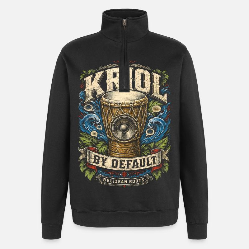 Belize Belizische Wurzeln Kriol By Default - Quarter-Zip-Sweatshirt - Schwarz