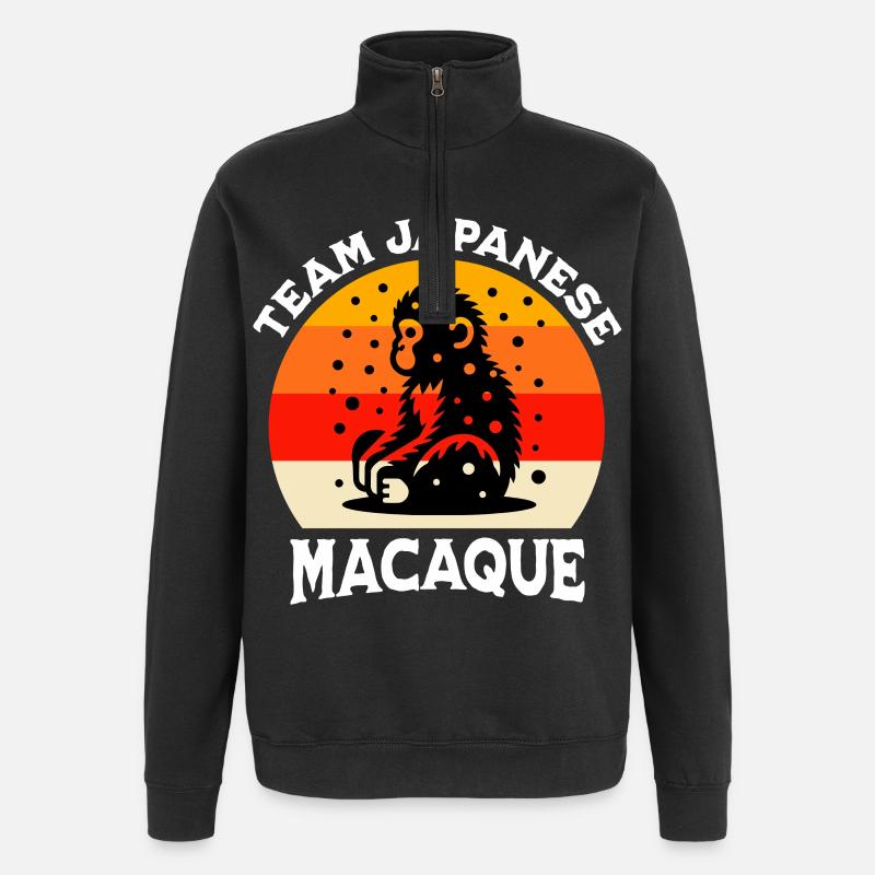 Team Japanese macaque - Quarter-Zip Sweatshirt - black
