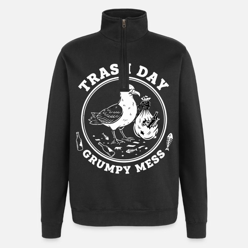 Möwe Trash Day Müll - Quarter-Zip-Sweatshirt - Schwarz
