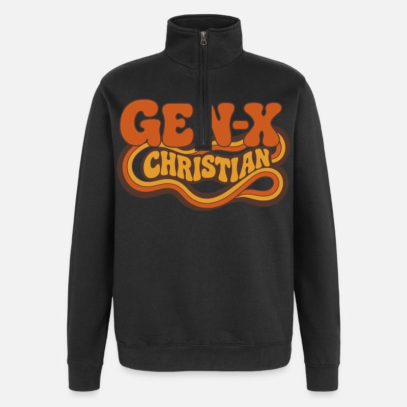 Gen-X Christian Retro Logo - Quarter-Zip Sweatshirt - black
