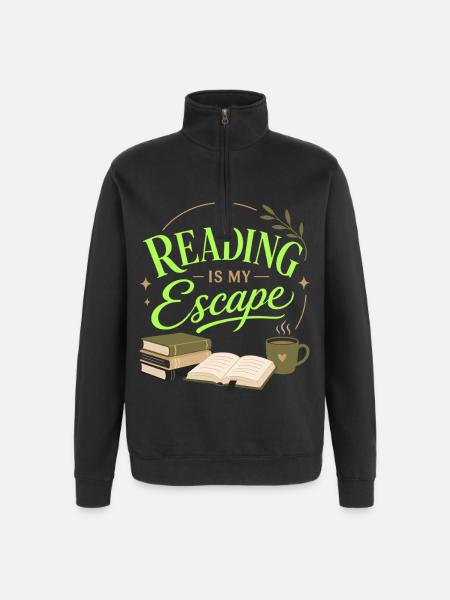 Book Fan Literature Lover Reading Motif - Quarter-Zip Sweatshirt - black