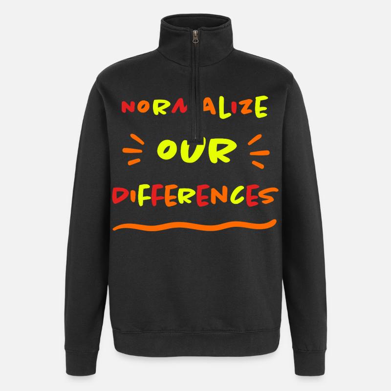 Normalize our Differences - Inclusion - neon - Quarter-Zip Sweatshirt - black