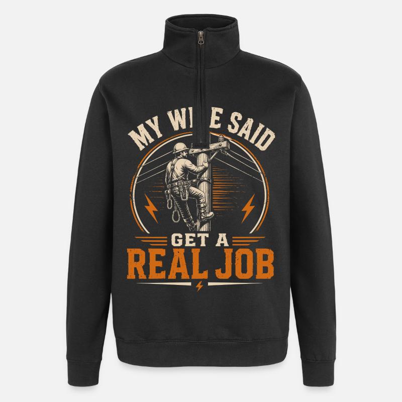 Lineman Electricity Engineer Dad Design - Quarter-Zip Sweatshirt - black