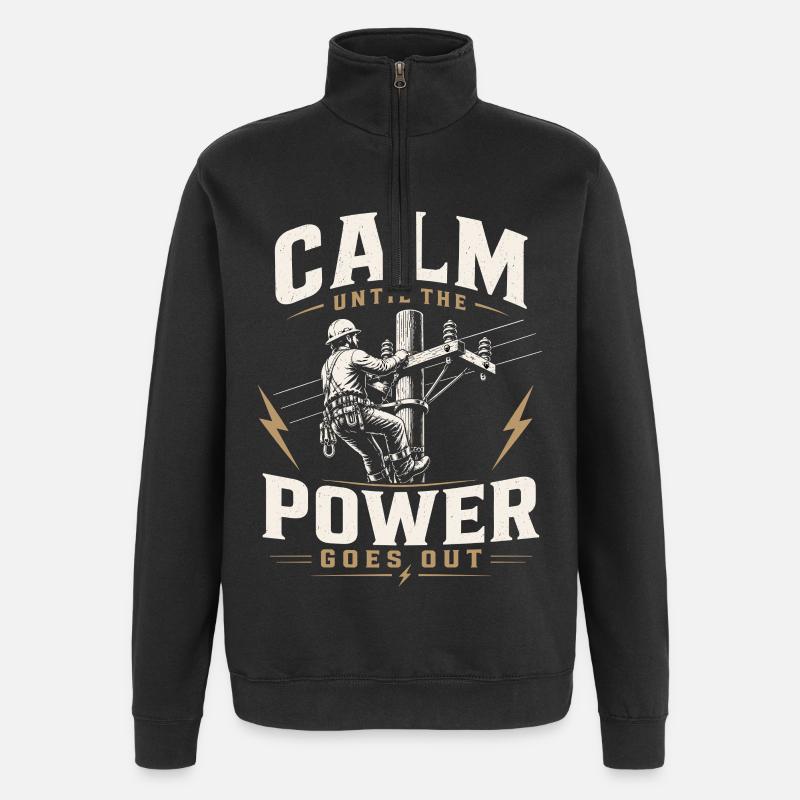 Électricien travaille Motif câble électrique - Sweat à zip 1/4 - noir