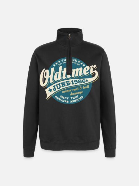 Oldtimer June 1986 | Birthday Gift - Quarter-Zip Sweatshirt - black