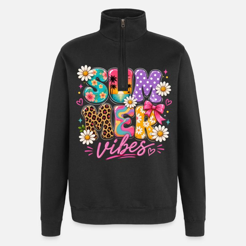 Summer Vibes – Buntes Sommer-Design - Quarter-Zip-Sweatshirt - Schwarz