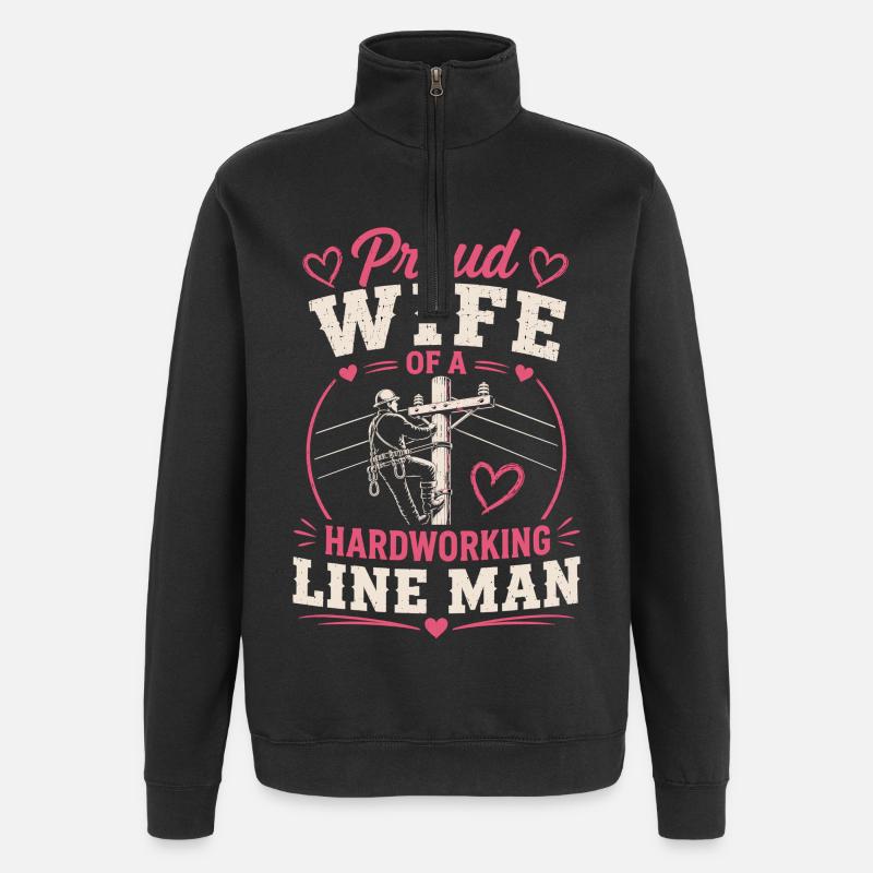 Strom Arbeiter Ehefrau Elektriker Technik - Quarter-Zip-Sweatshirt - Schwarz