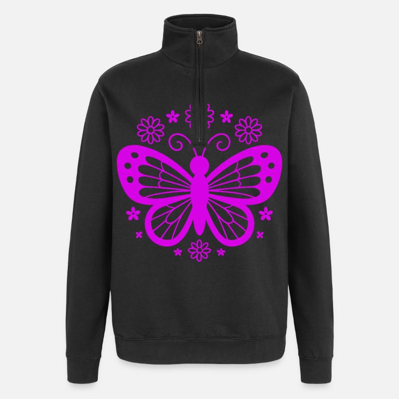 Pinkschmetterling Blütentraum - Quarter-Zip-Sweatshirt - Schwarz