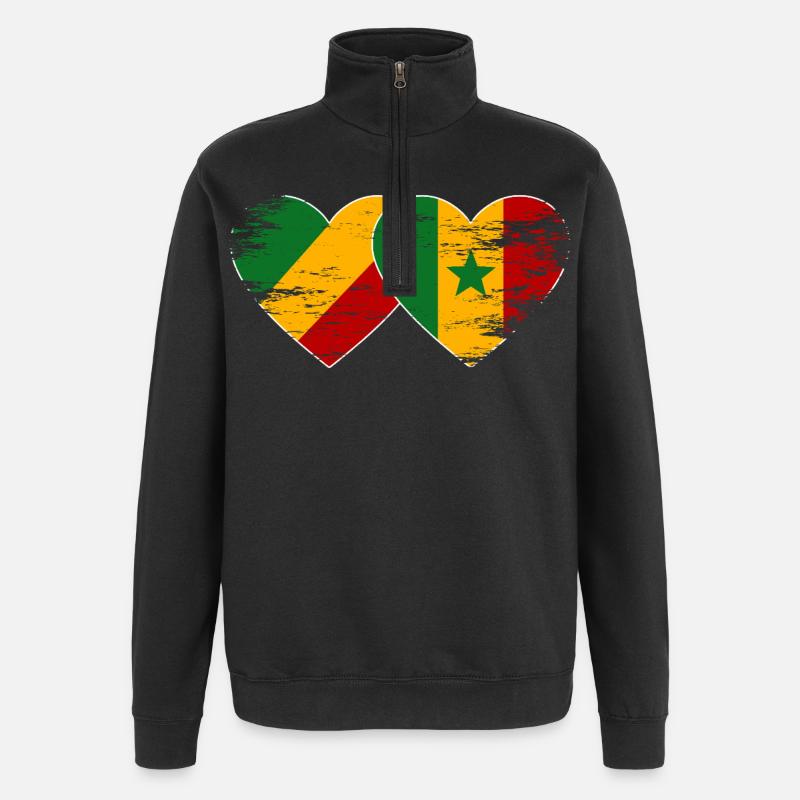 Congo Senegal flag used - Quarter-Zip Sweatshirt - black