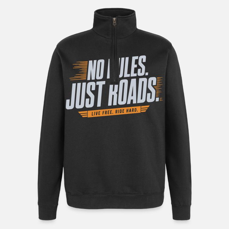No Rules Just Roads - Quarter-Zip-Sweatshirt - Schwarz