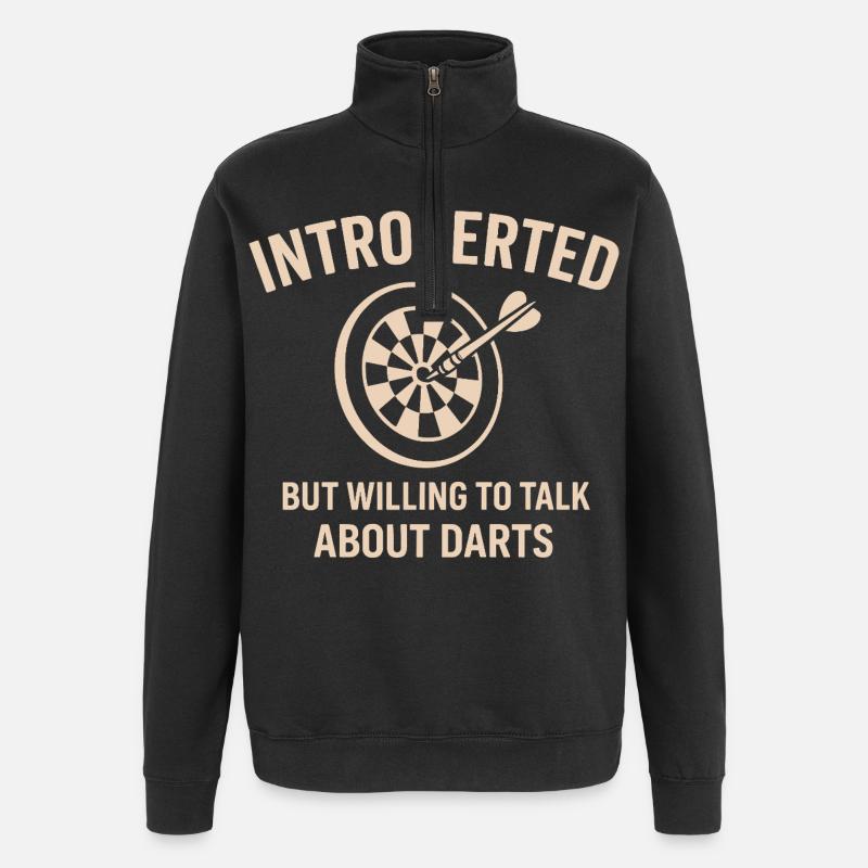 Darts Introvertiert Spruch Shirt - Quarter-Zip-Sweatshirt - Schwarz