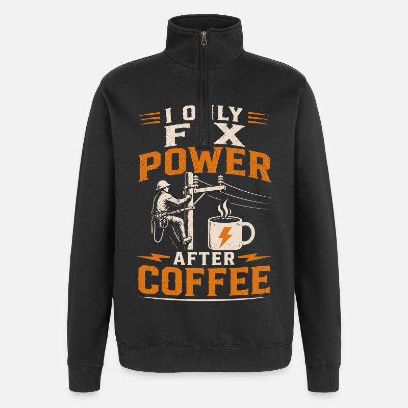 Elektriker Kaffee Spannung Kabel Technik - Quarter-Zip-Sweatshirt - Schwarz
