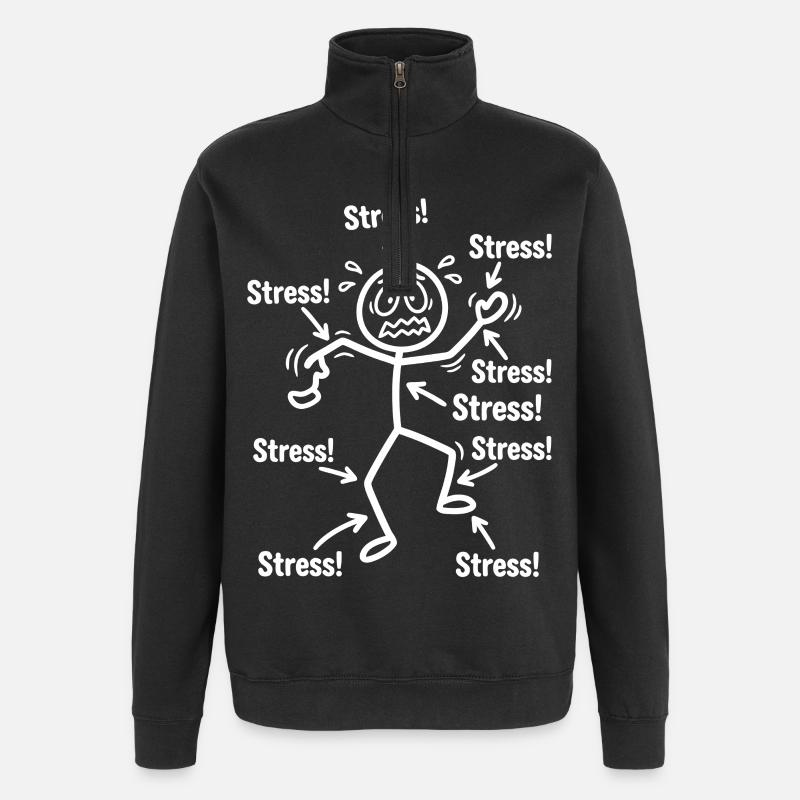 stress_figur_pfeile - Quarter-Zip-Sweatshirt - Schwarz