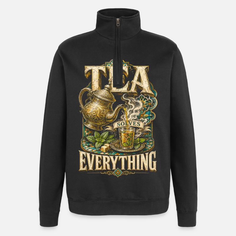 Marokkaner Marokko Tea Solves Everything - Quarter-Zip-Sweatshirt - Schwarz
