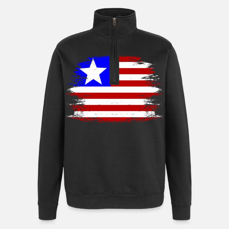 Liberia_Flagge_used - Sweat à zip 1/4 - noir
