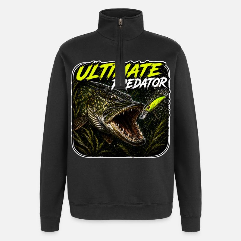 Ultimatives Predator-Hechtfang-Design - Quarter-Zip-Sweatshirt - Schwarz