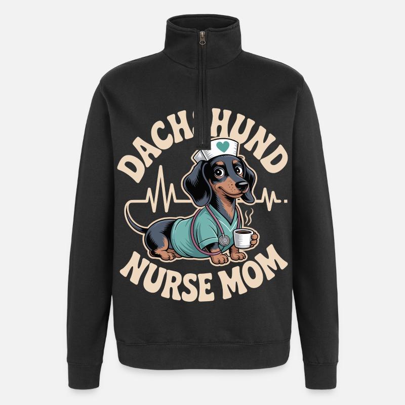 Dachshund Nurse Mom - Quarter-Zip Sweatshirt - black