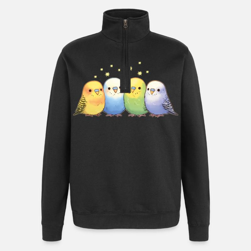 Wellensittiche - Quarter-Zip-Sweatshirt - Schwarz