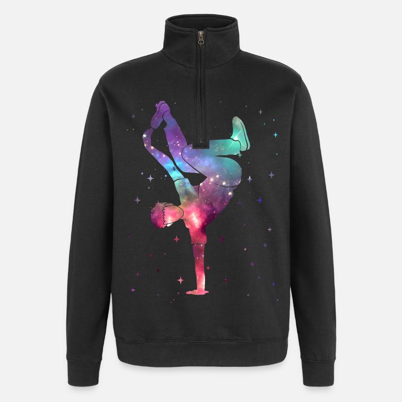 Breakdance Breakdancer Breakdance Breakdance Spatial - Sweat à zip 1/4 - noir