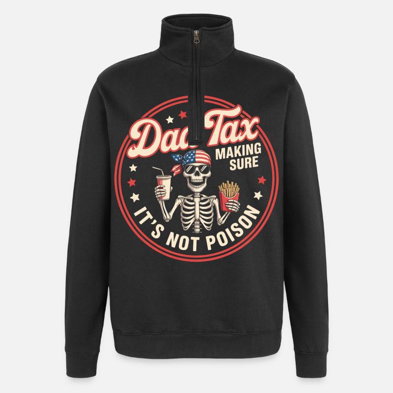 Papa Steuerskelett Kein Gift - Quarter-Zip-Sweatshirt - Schwarz