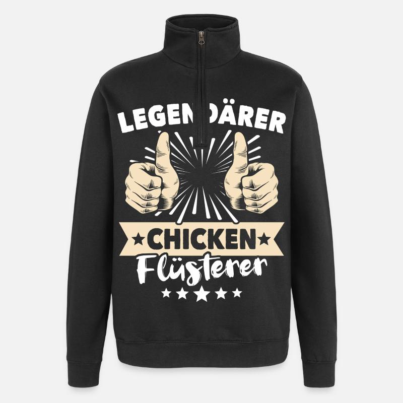 Chicken Sprüche - Quarter-Zip-Sweatshirt - Schwarz