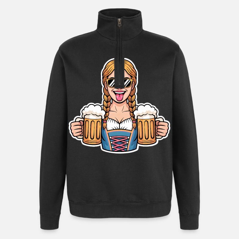 Drindl Beer Bondine - Quarter-Zip Sweatshirt - black