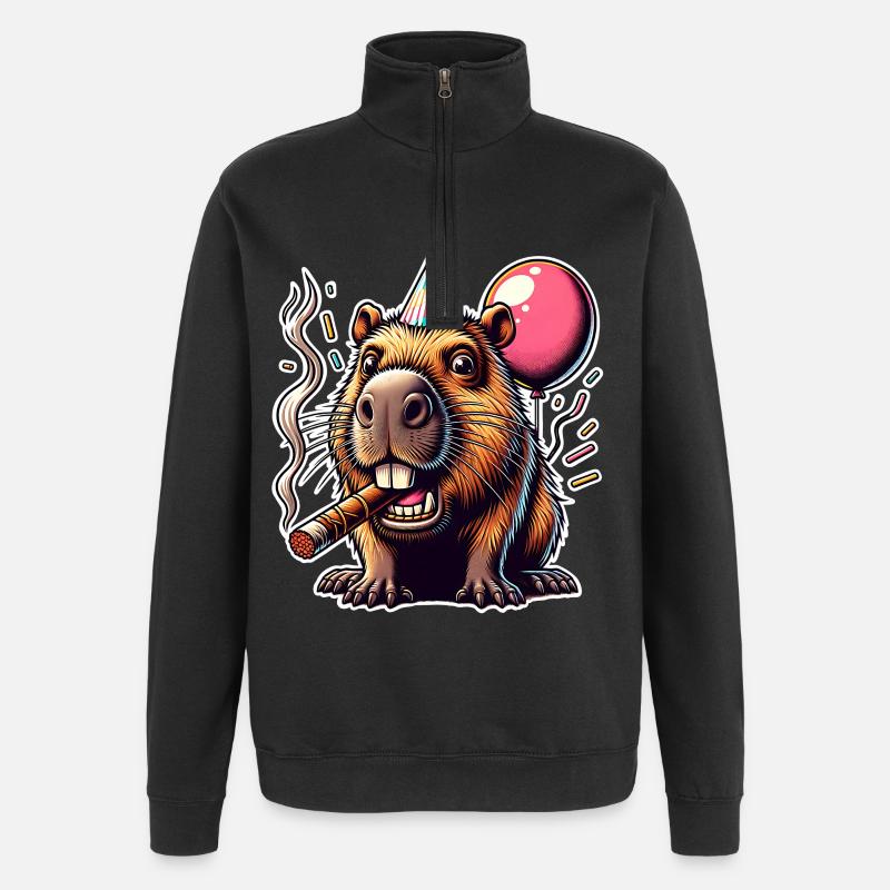 Fête de Capybara - Sweat à zip 1/4 - noir