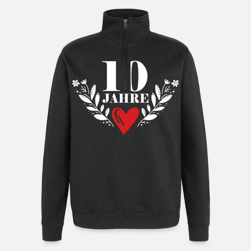 10 Jahre Jubiläum Lorbeerkranz - Quarter-Zip-Sweatshirt - Schwarz